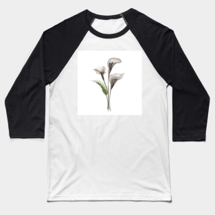 Xray Calla flowers. Tropical translucent watercolor flowers and leaves print Baseball T-Shirt